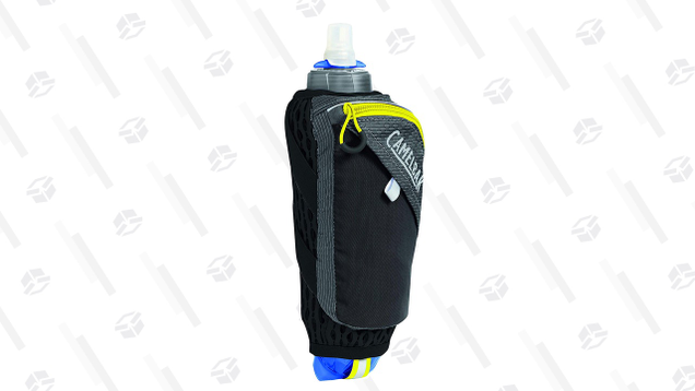 The Camelbak Ultra Handheld features a breathable mesh casing to keep your hand from sweating, and incorporates elastic so you don’t have to actually grip it.